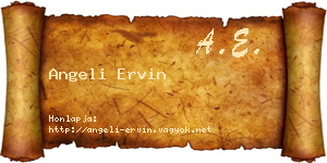 Angeli Ervin névjegykártya